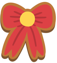 Decorative Ribbon Gingerbread Cookie Hand Drawn Vector Illustration