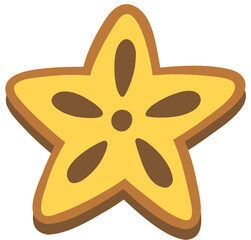 Star Shaped Gingerbread Cookie Hand Drawn Vector Illustration