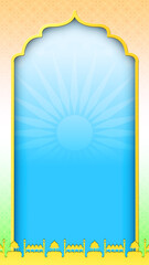 Indian Cultural Frame with Ashoka Chakra and Monument Silhouette Fort