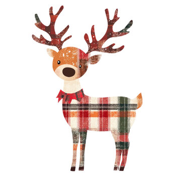Transparent Plaid Reindeer Christmas Illustration PNG