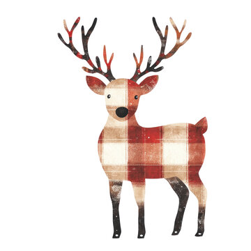 Transparent Plaid Reindeer Christmas Illustration PNG