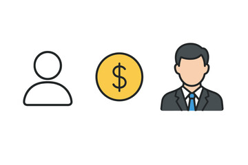 Customer payment and business professional icons sequence