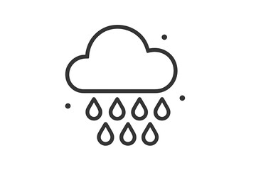 Minimalist outline icon showing rain falling from a simple cloud shape