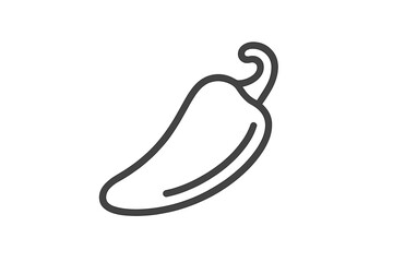 Outline icon of a curved chili pepper with stem