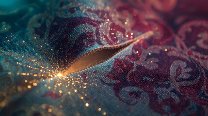 Abstract Glowing Crack in Surface, Digital Energy Flow Background, Neural Network Microscopic