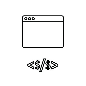 Code Editor Window with Programming Syntax Icon, Digital Graphic Design, Minimalist Technology Interface