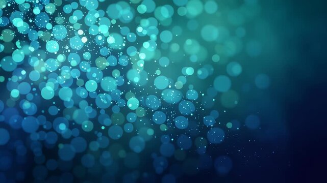 Shimmering Teal Bokeh Particles Floating in Soft Abstract Light