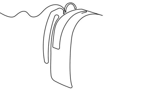 Continuous line school bag icon drawing motion graphic loop