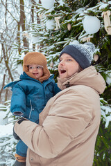 Father and Child in Winter Park Portrait