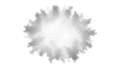 Abstract burst of white smoke or dust forming a circular explosion against a clean white background