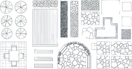 Collection of Landscape and Garden Design Elements Vector Symbols Plan View