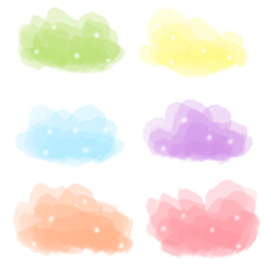 Set of colorful pastel clouds - PNG