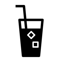 Juice glass with drinking straw and ice cubes icon, drink sign