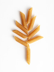 Raw Brown Pasta, Wholegrain Penne, Dry Whole Grain Noodle, Raw Spelt Macaroni, Healthy Italy Food