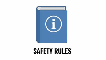Blue book with information sign on cover isolated on white background, representing safety rules, guidelines, and important information, essential for workplace compliance and awareness