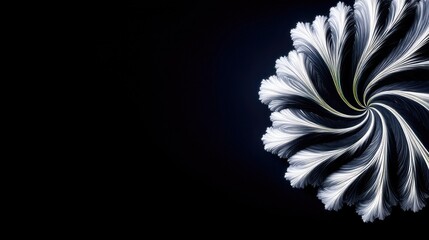 Abstract Feather Swirl on Black Background