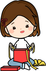 girt opening christmas gift