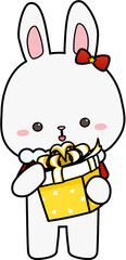 rabbit with gift