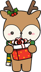 reindeer with gift