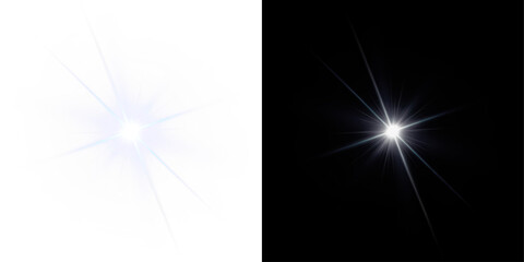 Starburst flash PNG with expanding flare rays, glowing halo, soft shine and cosmic sparkle suitable for graphic compositions. This PNG Overlay enriches illumination.