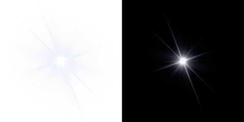 Starburst flash PNG with expanding flare rays, glowing halo, soft shine and cosmic sparkle suitable for graphic compositions. This PNG Overlay enriches illumination.