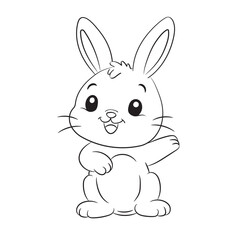 Obraz premium Cute cartoon rabbit line art outline drawing for coloring book