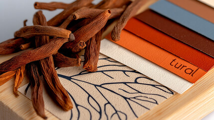Natural, earth-toned color palette and material selection for organic and wellness brand development.