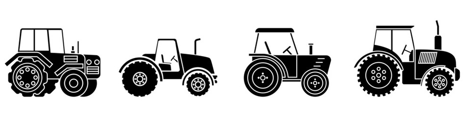 Tractor icon vector set. Farm tractor Illustration sign collection. Agricultural machinery symbol or logo.
