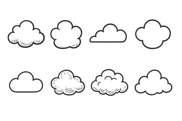 Fototapeta premium Cloud outline icon set. Weather, sky icons linear collection for digital design.