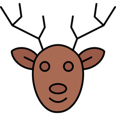 Deer Icon  Colorful Outline Christmas Reindeer Vector Illustration