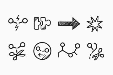 Fototapeta premium Science and technology doodle icon set. Innovation, research outline icons collection