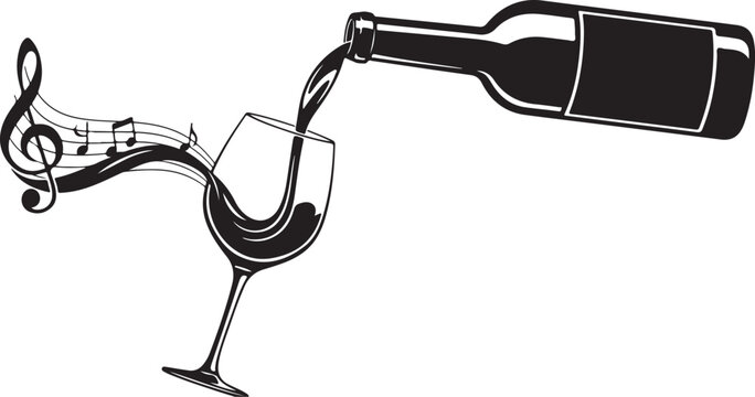Wine Pouring into Glass with Music Notes vector 2956beabd721b7b861043ecf3dad7ebedr