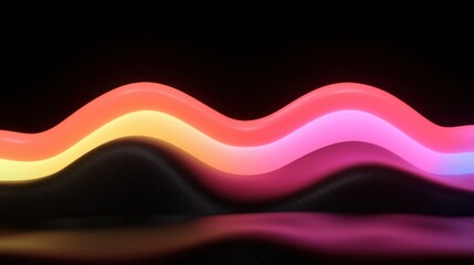 A vibrant abstract composition of overlapping curved lines in various colors.