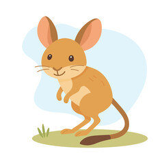 Cartoon jerboa vector illustration. Cute jerboa isolated on white background.