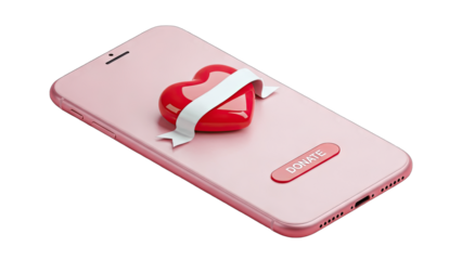 Heart on Phone Donating Online