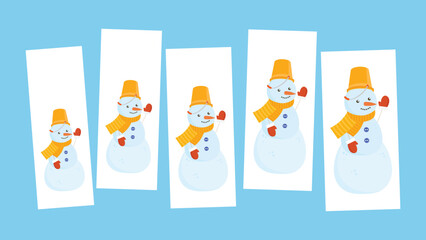 Snowman set. Vector illustration in a flat style. Snowman collection.