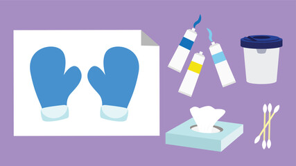 Vector illustration of a set of medical items for treatment of colds.