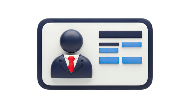 3D Businessman ID Card Icon on White Background - Powered by Adobe