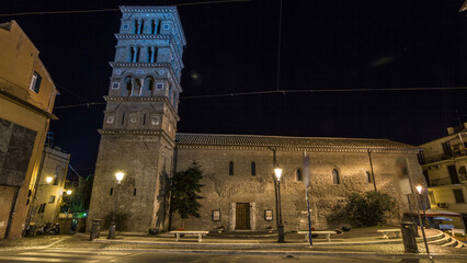 Typical medieval narrow street in beautiful town of Albano Laziale night timelapse hyperlapse, Italy
