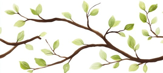 Obraz premium Aesthetic Watercolor Pattern Featuring Seasonal Sprigs, Leaves, and Floral Botanical Elements Border