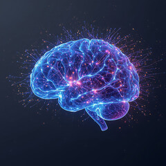 Fototapeta premium Neural Brain Visualization with Glowing Synapses and Digital Network Energy