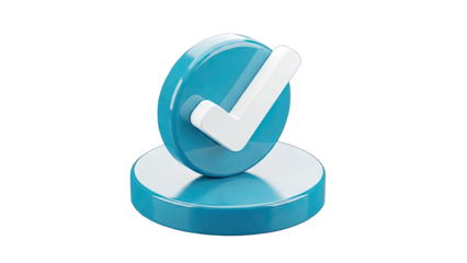 3D Check Mark Icon on a Stand - Success Concept