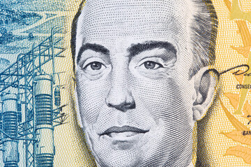 Juscelino Kubitschek a closeup portrait from Brazilian money