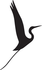 Naklejka premium Elegant Black Silhouette of a Great Heron or Egret in Flight