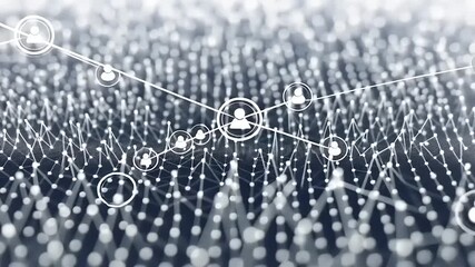 Digital Network of Connected Users and Data Flow in a Futuristic Environment.