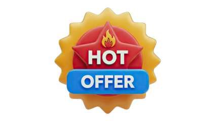 Hot Offer Badge with Flame - Promotion Concept