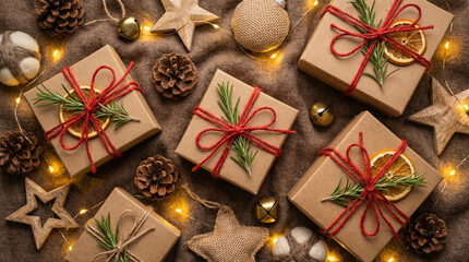 christmas decoration on wooden background