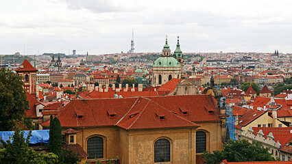 Obraz premium View of the Prague districts of Lesser Town, Old Town, New Town, Žižkov and Vinohrady from Hradčany.