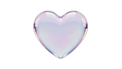 Iridescent Heart Floating on White Background