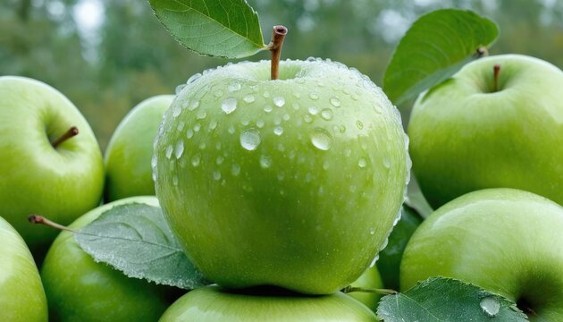 Frozen Polka Ice hap green apple as Surreal Art Objects with green leaf. 8